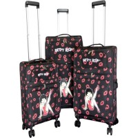 Betty Boop 3-piece Expandable Rolling Travel Luggage Set Leg Up Design